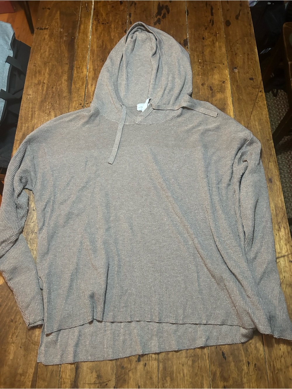 Brown Woman’s Hooded Knit Sweater